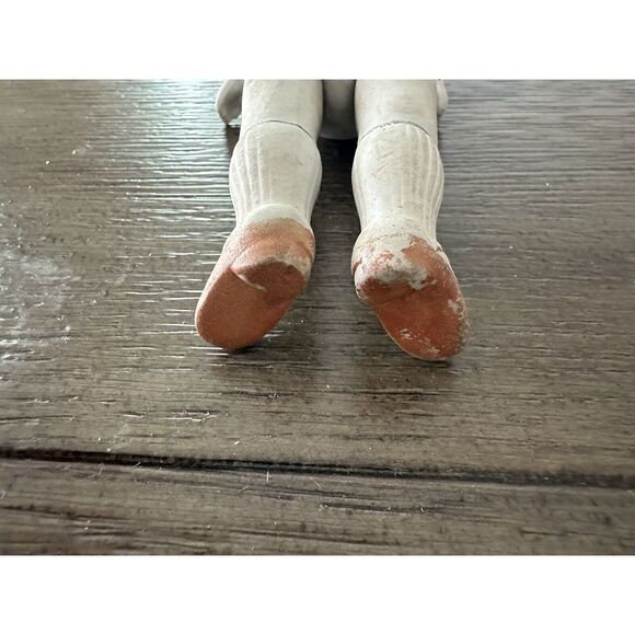 Antique Bisque Porcelain 7" Articulated Arms Legs Doll, RED Feet Made In Japan - Picture 9 of 13